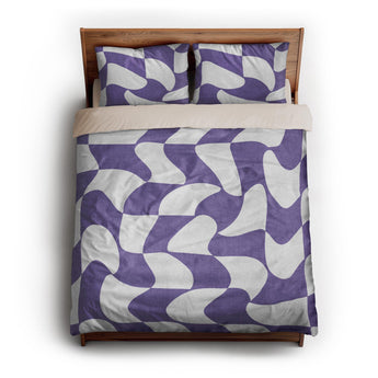 Twyla Checkered Periwinkle queen - microfiber - Natural Backing