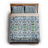 Corriana Blue & Green queen - microfiber - Natural Backing