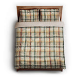 Madras Plaid Taupe Green queen - microfiber - Natural Backing