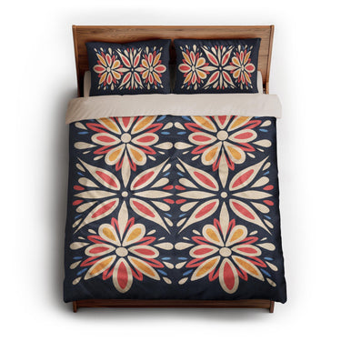 Jasmina Navy Multicolor queen - microfiber - Natural Backing
