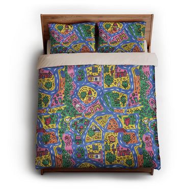 Kids Road Map queen - microfiber - Natural Backing