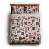 Geometric Confetti Blue & Red queen - microfiber - Natural Backing