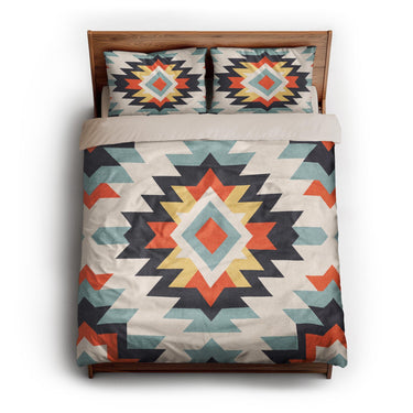 Dakota Blue & Orange queen - microfiber - Natural Backing