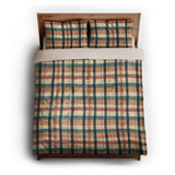 Brenton Plaid Taupe Teal queen - microfiber - Natural Backing