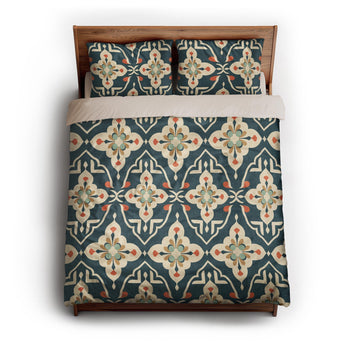Merrin Blue & Ivory queen - microfiber - Natural Backing