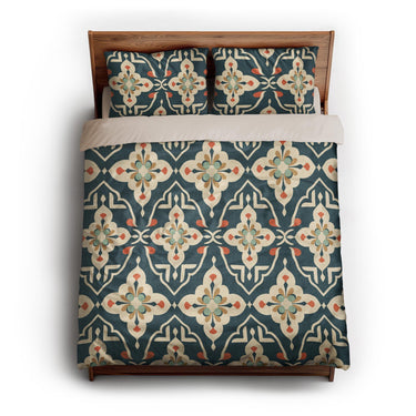 Merrin Blue & Ivory queen - microfiber - Natural Backing