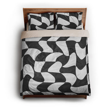 Twyla Checkered Black & White queen - microfiber - Natural Backing