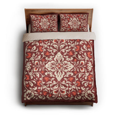 Annette Red & Ivory queen - microfiber - Natural Backing