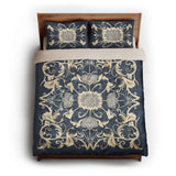 Belinda Navy & Ivory queen - microfiber - Natural Backing