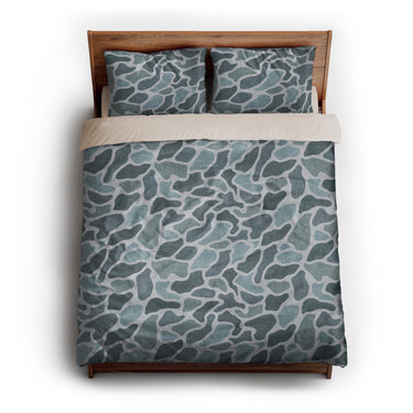 Duck Camo Blue queen - microfiber - Natural Backing
