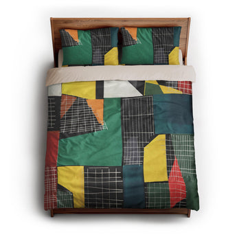 Djuna Black Multicolor queen - microfiber - Natural Backing