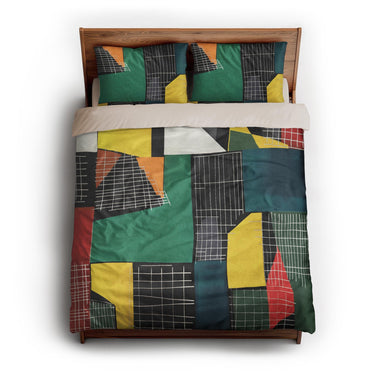 Djuna Black Multicolor queen - microfiber - Natural Backing
