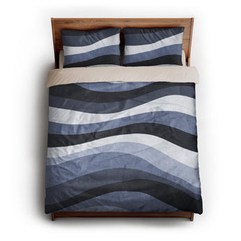 Sinuous Navy Monochrome queen - microfiber - Natural Backing