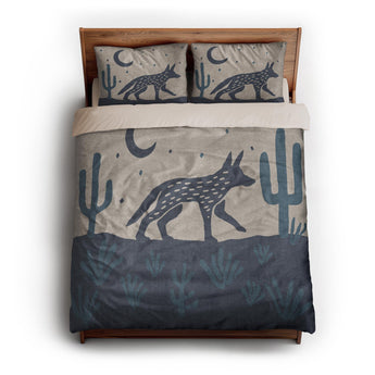 Desert Coyote Midnight & Dusty Blue queen - microfiber - Natural Backing