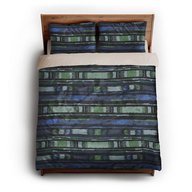 Ojai Blue & Green queen - microfiber - Natural Backing