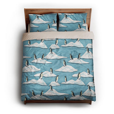 Arctic Penguins queen - microfiber - Natural Backing
