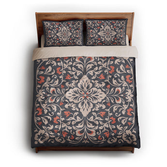 Annette Navy & Orange queen - microfiber - Natural Backing