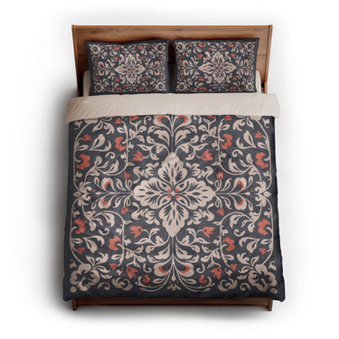 Annette Navy & Orange queen - microfiber - Natural Backing