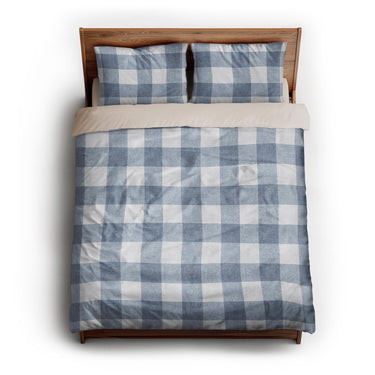 Buffalo Plaid Steel Blue queen - microfiber - Natural Backing