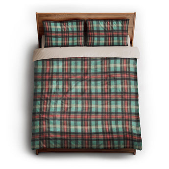 Ferguson Plaid Teal Red queen - microfiber - Natural Backing
