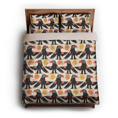 Tribal Birds Ivory queen - microfiber - Natural Backing