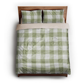 Buffalo Plaid Light Sage queen - microfiber - Natural Backing