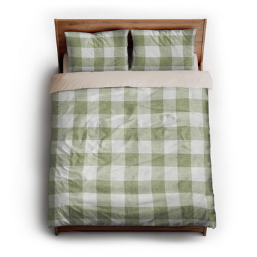 Buffalo Plaid Light Sage queen - microfiber - Natural Backing