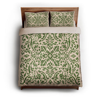 Floranna Ivory & Green queen - microfiber - Natural Backing