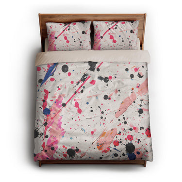 Kayla Paint Splatter queen - microfiber - Natural Backing