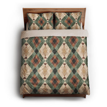 Spokane Sage Green & Taupe queen - microfiber - Natural Backing