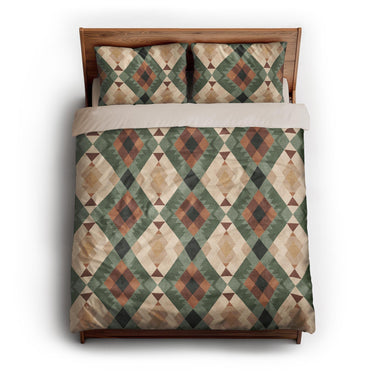 Spokane Sage Green & Taupe queen - microfiber - Natural Backing