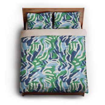 Leonardo Blue Green queen - microfiber - Natural Backing