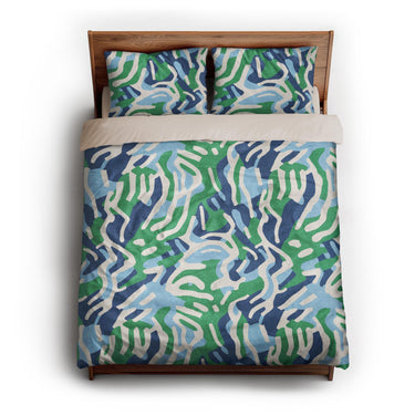 Leonardo Blue Green queen - microfiber - Natural Backing