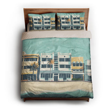 Art Deco Beach queen - microfiber - Natural Backing
