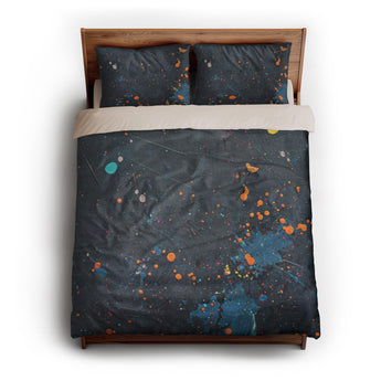 Jacob Navy & Orange queen - microfiber - Natural Backing