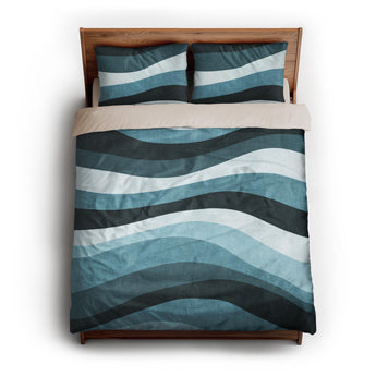 Sinuous Teal Monochrome queen - microfiber - Natural Backing
