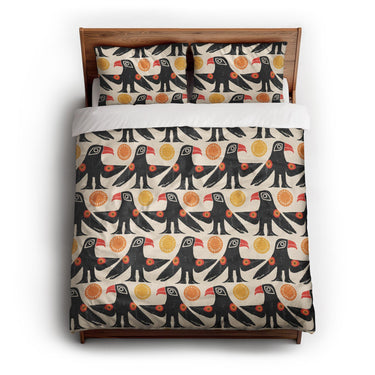 Tribal Birds Ivory queen - cotton - White Backing
