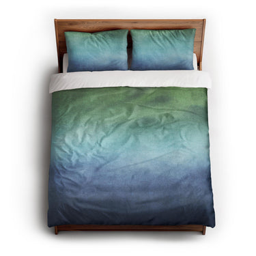 Micah Watercolor Blue & Green queen - cotton - White Backing