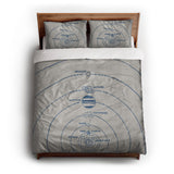 Solar System Blue & Ivory queen - cotton - White Backing
