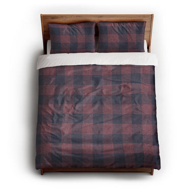 Buffalo Plaid Maroon & Navy queen - cotton - White Backing