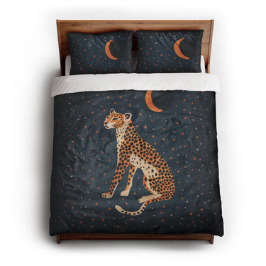 Night Cheetah queen - cotton - White Backing