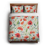 Watercolor Poppies queen - cotton - White Backing