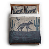 Desert Coyote Midnight & Dusty Blue queen - cotton - White Backing
