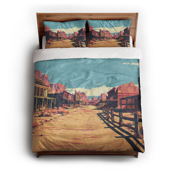 Southwestern Ghost Town Duvet Cover