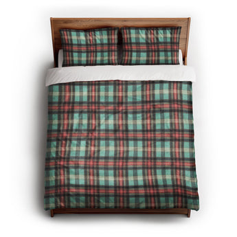 Ferguson Plaid Teal Red Duvet Cover