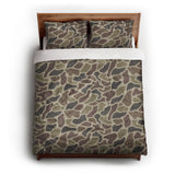 Duck Camo Brown queen - cotton - White Backing