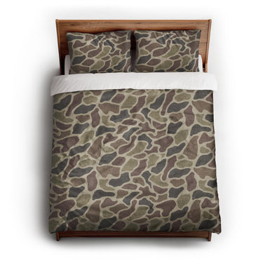 Duck Camo Brown queen - cotton - White Backing
