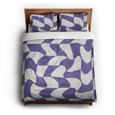 Twyla Checkered Periwinkle queen - cotton - White Backing