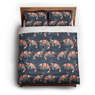 Tribal Prawns queen - cotton - White Backing