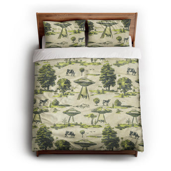Ufo Cow Abduction Toile Duvet Cover